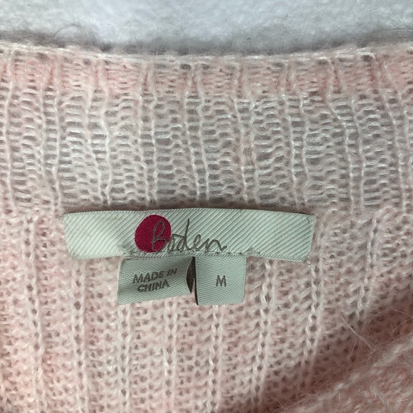 Boden Knit Sweater Mohair Blend Balloon Sleeve Textured Pink Pullover Medium - Picture 2 of 5